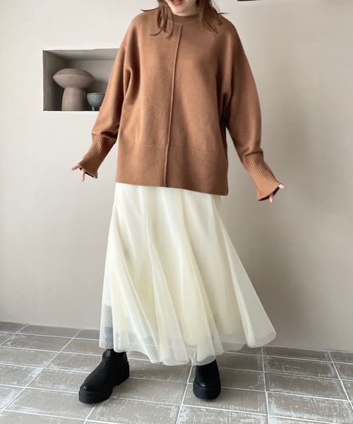 LOWRYS FARM（ローリーズファーム）の「ロングリブチュニックロングスリーブ　185404（ニット/セーター・レディース・ブラウン/アイボリー/ブルー・FREE）」の12枚目の写真