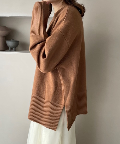 LOWRYS FARM（ローリーズファーム）の「ロングリブチュニックロングスリーブ　185404（ニット/セーター・レディース・ブラウン/アイボリー/ブルー・FREE）」の15枚目の写真