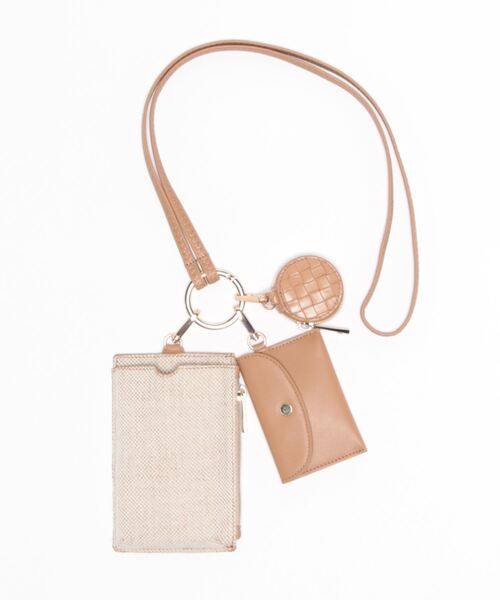 cache cache（カシュ カシュ）の「カシュカシュ cachecache / 綿麻3点セットスマホショルダー（ショルダーバッグ・レディース・グリーン/ラベンダー/ブラック/ベージュ・FREE）」の2枚目の写真