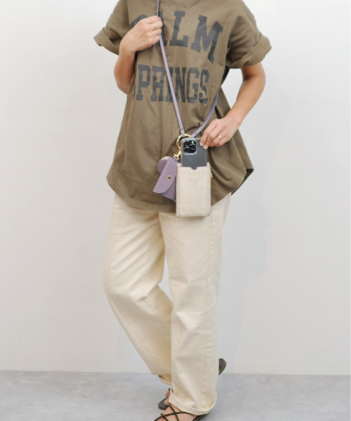 cache cache（カシュ カシュ）の「カシュカシュ cachecache / 綿麻3点セットスマホショルダー（ショルダーバッグ・レディース・グリーン/ラベンダー/ブラック/ベージュ・FREE）」の7枚目の写真