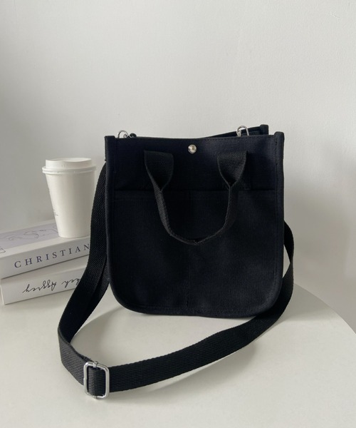 CLEA（クレア）の「スクエアキャンバス2WAYショルダーバッグ（ショルダーバッグ・レディース・ブラック/アイボリー・FREE）」の5枚目の写真