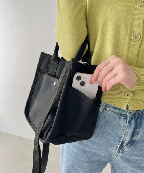 CLEA（クレア）の「スクエアキャンバス2WAYショルダーバッグ（ショルダーバッグ・レディース・ブラック/アイボリー・FREE）」の22枚目の写真