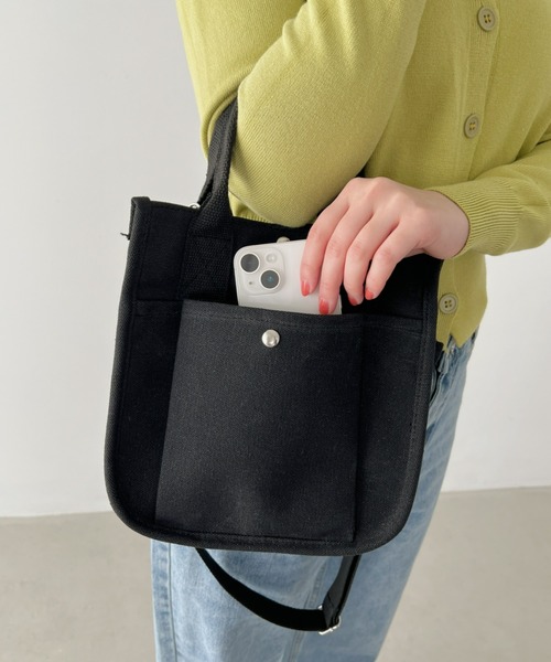 CLEA（クレア）の「スクエアキャンバス2WAYショルダーバッグ（ショルダーバッグ・レディース・ブラック/アイボリー・FREE）」の10枚目の写真
