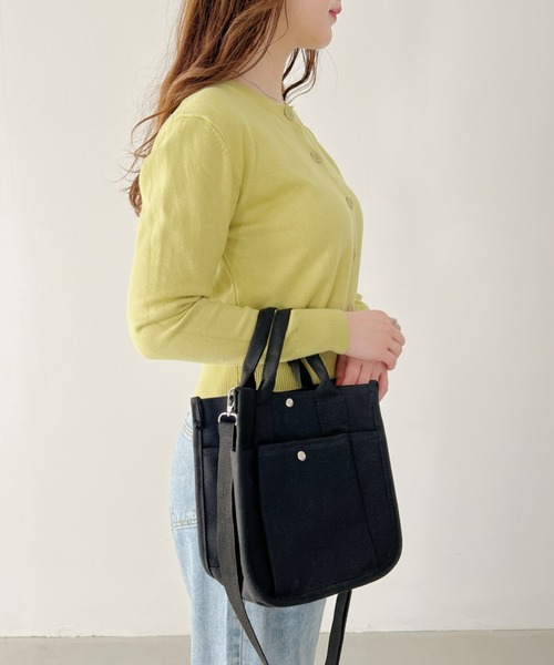 CLEA（クレア）の「スクエアキャンバス2WAYショルダーバッグ（ショルダーバッグ・レディース・ブラック/アイボリー・FREE）」の16枚目の写真