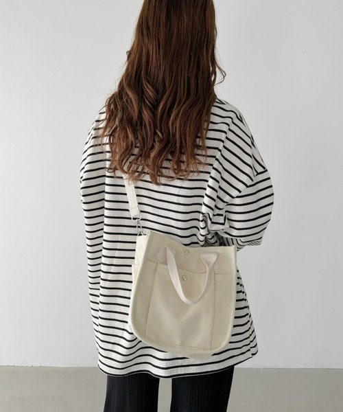 CLEA（クレア）の「スクエアキャンバス2WAYショルダーバッグ（ショルダーバッグ・レディース・ブラック/アイボリー・FREE）」の14枚目の写真