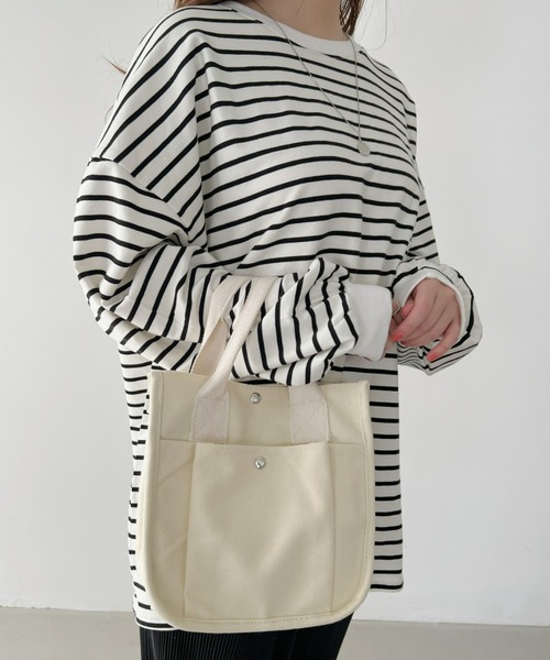 CLEA（クレア）の「スクエアキャンバス2WAYショルダーバッグ（ショルダーバッグ・レディース・ブラック/アイボリー・FREE）」の6枚目の写真