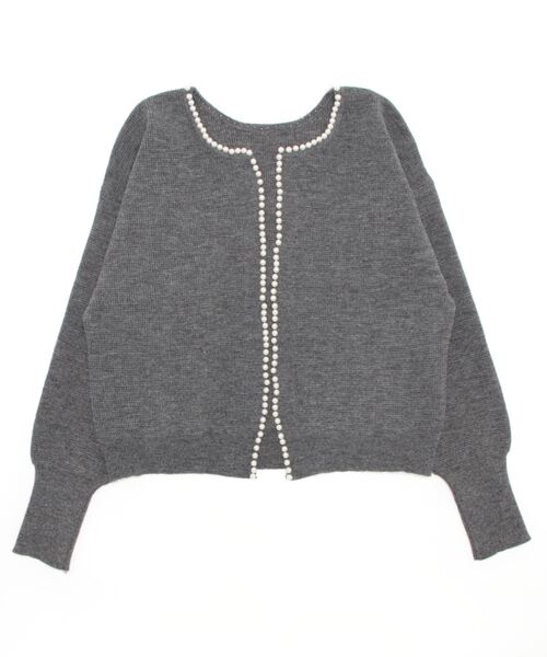 BLUEEAST（ブルーイースト）の「パールデザインニットカーディガン（カーディガン/ボレロ・レディース・アイボリー/グレー/ブラック/ピンク/アイボリー系/ブラック系・MEDIUM）」の7枚目の写真