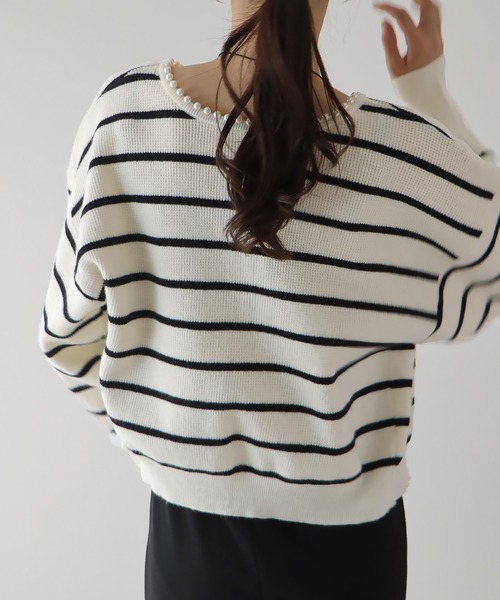 BLUEEAST（ブルーイースト）の「パールデザインニットカーディガン（カーディガン/ボレロ・レディース・アイボリー/グレー/ブラック/ピンク/アイボリー系/ブラック系・MEDIUM）」の19枚目の写真