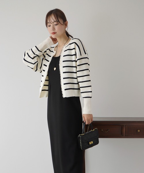 BLUEEAST（ブルーイースト）の「パールデザインニットカーディガン（カーディガン/ボレロ・レディース・アイボリー/グレー/ブラック/ピンク/アイボリー系/ブラック系・MEDIUM）」の18枚目の写真