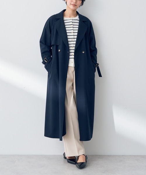 YECCA VECCA(イェッカヴェッカ)の「ロングトレンチコート(トレンチコート・レディース・ネイビー/オレンジ/アイボリー/グレイッシュベージュ・FREE)」の4枚目の写真