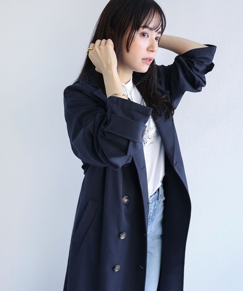 andme（アンドミー）の「タックスリーブトレンチコート（トレンチコート・レディース・ベージュ/ネイビー/アイボリー・M）」の10枚目の写真