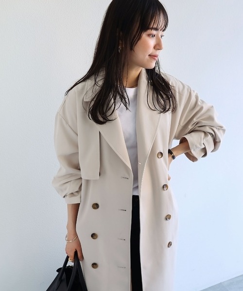 andme（アンドミー）の「タックスリーブトレンチコート（トレンチコート・レディース・ベージュ/ネイビー/アイボリー・M）」の12枚目の写真