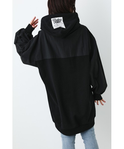 RODEO CROWNS WIDE BOWL（ロデオクラウンズワイドボウル）の「ナイロンドッキングフードワンピース（ワンピース・レディース・グレー×ホワイト/ブラック/グリーン・FREE）」の9枚目の写真