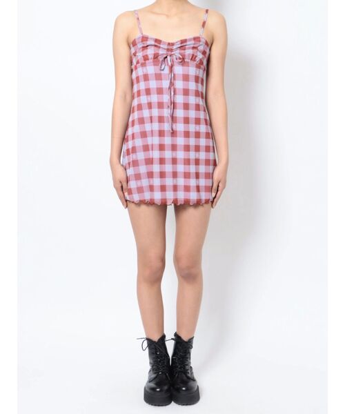 jouetie（ジュエティ）の「メッシュチェックキャミワンピース（ワンピース・レディース・ブラック/レッド/ブルー・MEDIUM）」の8枚目の写真