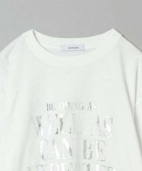 JEANASIS(ジーナシス)の「ハクプリントロゴTEE/192255(Tシャツ/カットソー・レディース・ホワイト/ブラック/グレイッシュベージュ・FREE)」の13枚目の写真