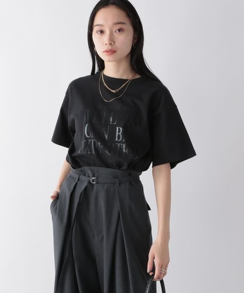 JEANASIS(ジーナシス)の「ハクプリントロゴTEE/192255(Tシャツ/カットソー・レディース・ホワイト/ブラック/グレイッシュベージュ・FREE)」の17枚目の写真