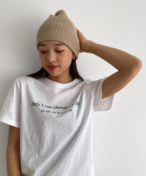 CANAL JEAN(キャナルジーン)の「El mar(エルマール) ペーパーリブニットCAP(ニットキャップ/ビーニー・レディース・アイボリー/ライトベージュ/グリーン・ONE SIZE)」の2枚目の写真