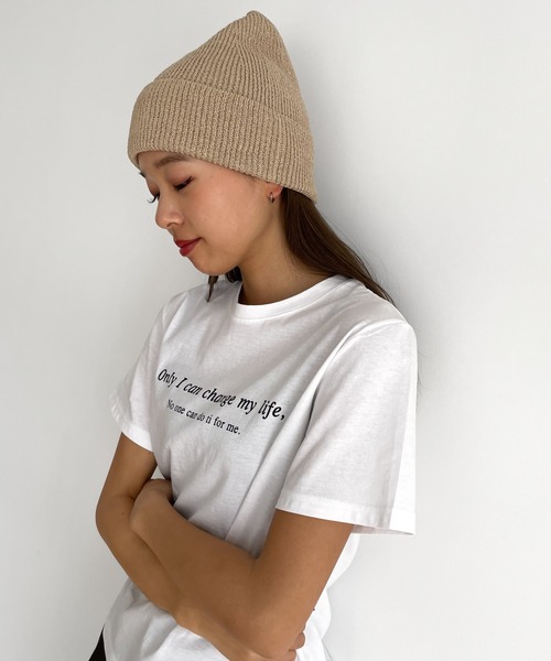 CANAL JEAN(キャナルジーン)の「El mar(エルマール) ペーパーリブニットCAP(ニットキャップ/ビーニー・レディース・アイボリー/ライトベージュ/グリーン・ONE SIZE)」の6枚目の写真