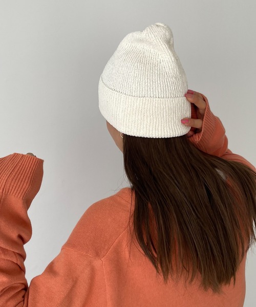 CANAL JEAN(キャナルジーン)の「El mar(エルマール) ペーパーリブニットCAP(ニットキャップ/ビーニー・レディース・アイボリー/ライトベージュ/グリーン・ONE SIZE)」の5枚目の写真