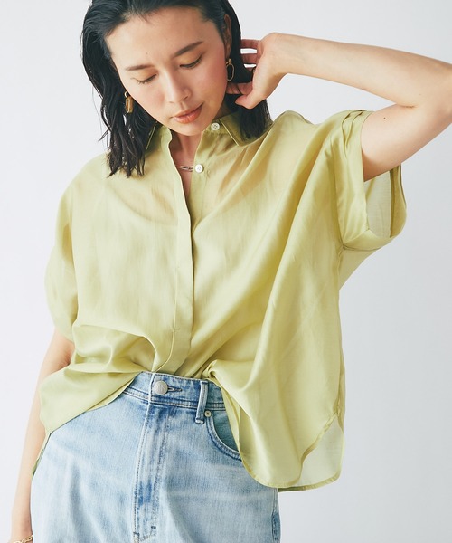 RIVE DROITE(リヴドロワ)の「大人のシアー感が旬な装いを演出/タックスリーブブラウス(シャツ/ブラウス・レディース・グリーン系その他/ベージュ・FREE)」の6枚目の写真