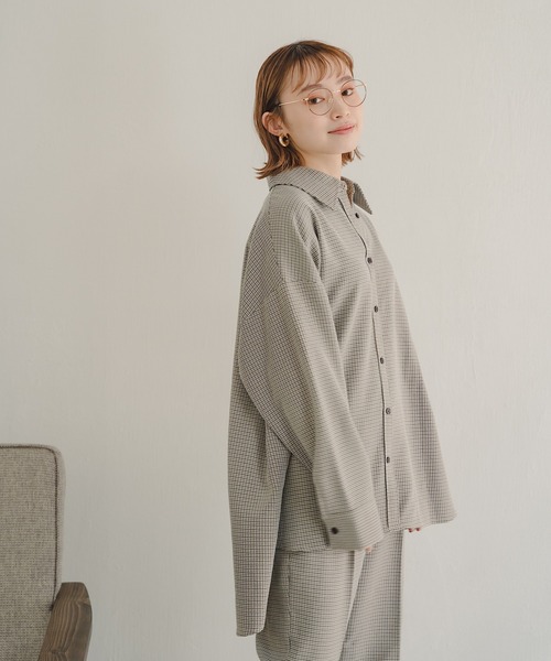 IROHANI（イロハニ）の「ハウンドトゥース・チェックセットアップ（シャツ/ブラウス・レディース・イエロー/ブラウン・FREE）」の9枚目の写真