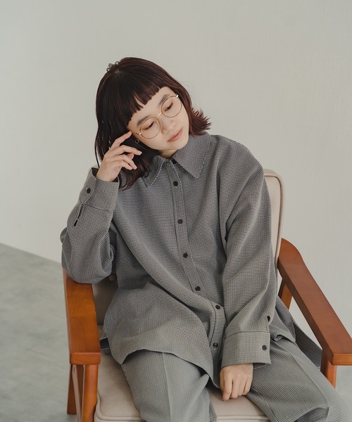 IROHANI（イロハニ）の「ハウンドトゥース・チェックセットアップ（シャツ/ブラウス・レディース・イエロー/ブラウン・FREE）」の16枚目の写真