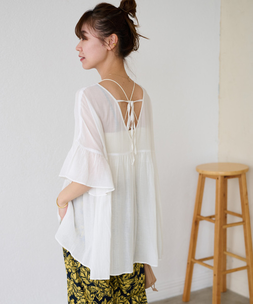 JOURNAL STANDARD relume（ジャーナルスタンダード　レリューム）の「《追加》レーヨンコットンボイルボリュームギャザープルオーバー（シャツ/ブラウス・レディース・ライトブルー/ブラック/ホワイト・FREE）」の12枚目の写真