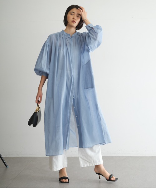 GALLARDAGALANTE（ガリャルダガランテ）の「カフタンワンピース（シャツワンピース・レディース・オフホワイト/サックスブルー・FREE）」の3枚目の写真