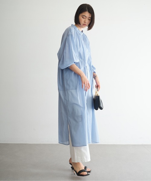 GALLARDAGALANTE（ガリャルダガランテ）の「カフタンワンピース（シャツワンピース・レディース・オフホワイト/サックスブルー・FREE）」の4枚目の写真