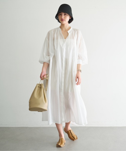 GALLARDAGALANTE（ガリャルダガランテ）の「カフタンワンピース（シャツワンピース・レディース・オフホワイト/サックスブルー・FREE）」の8枚目の写真