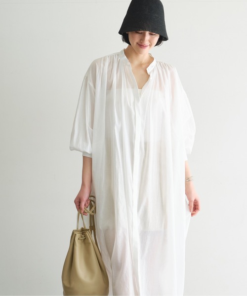 GALLARDAGALANTE（ガリャルダガランテ）の「カフタンワンピース（シャツワンピース・レディース・オフホワイト/サックスブルー・FREE）」の12枚目の写真