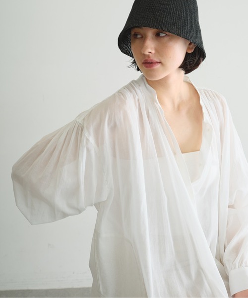 GALLARDAGALANTE（ガリャルダガランテ）の「カフタンワンピース（シャツワンピース・レディース・オフホワイト/サックスブルー・FREE）」の14枚目の写真