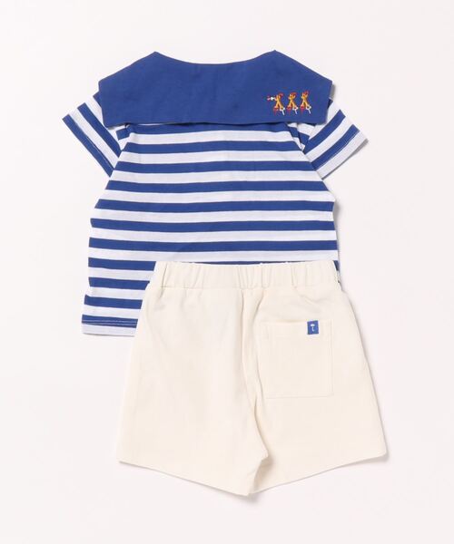 moimoln（モイモルン）の「【セットアップ】セラーカラーボーダートップス＆パンツ（Tシャツ/カットソー・キッズ・ブルー・80ｃｍ/90cm/100cm/110cm/120cm）」の2枚目の写真