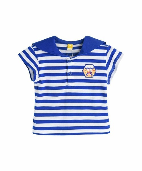 moimoln（モイモルン）の「【セットアップ】セラーカラーボーダートップス＆パンツ（Tシャツ/カットソー・キッズ・ブルー・80ｃｍ/90cm/100cm/110cm/120cm）」の3枚目の写真