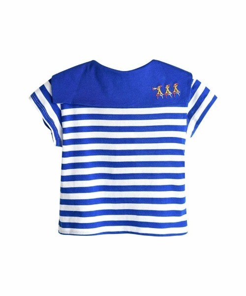 moimoln（モイモルン）の「【セットアップ】セラーカラーボーダートップス＆パンツ（Tシャツ/カットソー・キッズ・ブルー・80ｃｍ/90cm/100cm/110cm/120cm）」の4枚目の写真