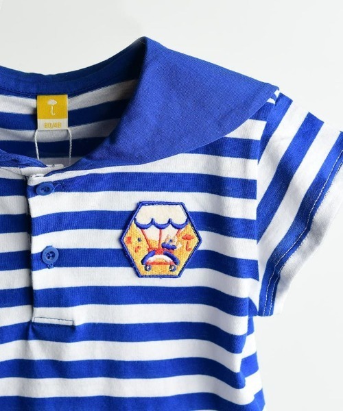 moimoln（モイモルン）の「【セットアップ】セラーカラーボーダートップス＆パンツ（Tシャツ/カットソー・キッズ・ブルー・80ｃｍ/90cm/100cm/110cm/120cm）」の5枚目の写真