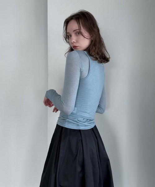 Didot.showroom(ディドット ショールーム)の「タンクレイヤードシアーロンT《セット販売》(Tシャツ/カットソー・レディース・ブラック/スカイブルー/チャコール/ホワイト・FREE)」の8枚目の写真