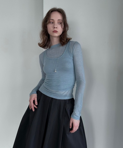 Didot.showroom(ディドット ショールーム)の「タンクレイヤードシアーロンT《セット販売》(Tシャツ/カットソー・レディース・ブラック/スカイブルー/チャコール/ホワイト・FREE)」の9枚目の写真