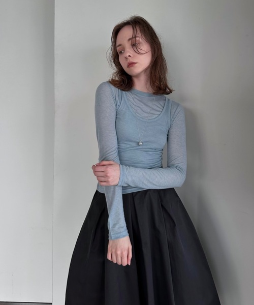 Didot.showroom(ディドット ショールーム)の「タンクレイヤードシアーロンT《セット販売》(Tシャツ/カットソー・レディース・ブラック/スカイブルー/チャコール/ホワイト・FREE)」の10枚目の写真