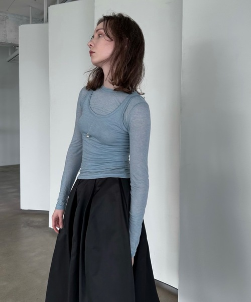 Didot.showroom(ディドット ショールーム)の「タンクレイヤードシアーロンT《セット販売》(Tシャツ/カットソー・レディース・ブラック/スカイブルー/チャコール/ホワイト・FREE)」の11枚目の写真