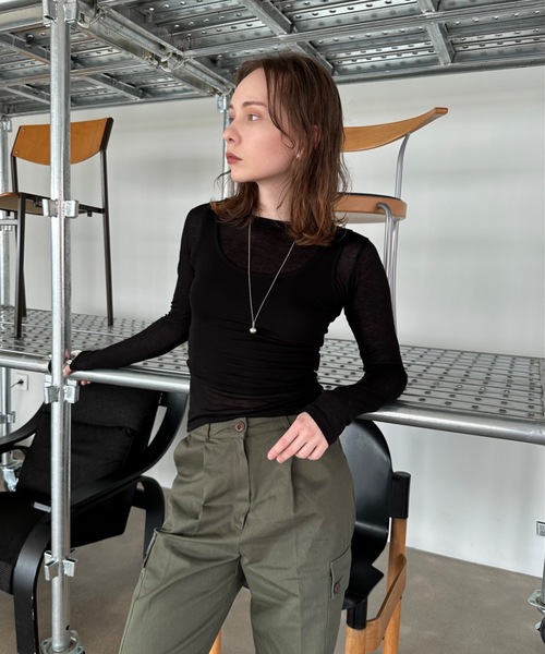 Didot.showroom(ディドット ショールーム)の「タンクレイヤードシアーロンT《セット販売》(Tシャツ/カットソー・レディース・ブラック/スカイブルー/チャコール/ホワイト・FREE)」の14枚目の写真
