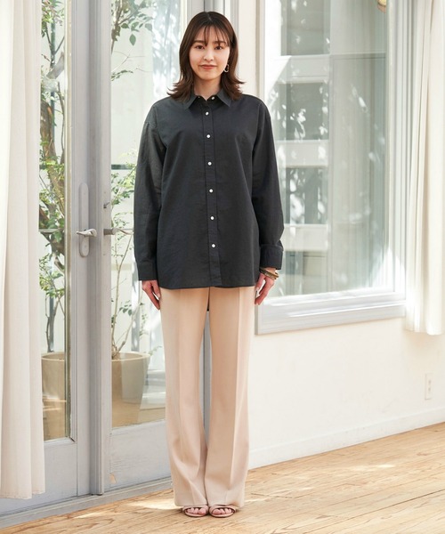 Pitta Re:)（ピッタリ）の「綿麻 ゆるシルエット 長袖カジュアルシャツ（シャツ/ブラウス・レディース・カーキオリーブ/ラベンダー/ダークオレンジ/ブラック・FREE）」の22枚目の写真