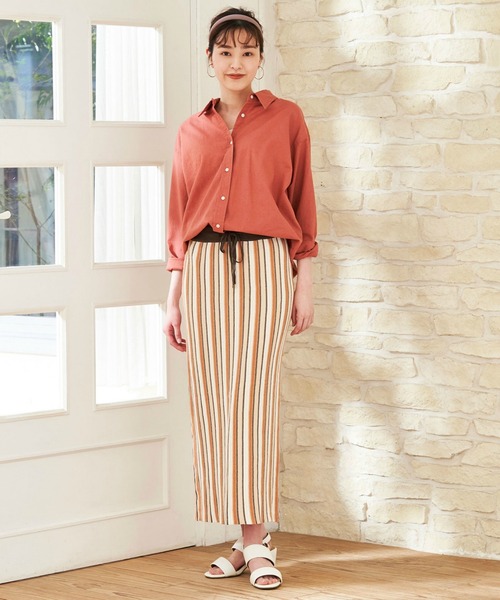 Pitta Re:)（ピッタリ）の「綿麻 ゆるシルエット 長袖カジュアルシャツ（シャツ/ブラウス・レディース・カーキオリーブ/ラベンダー/ダークオレンジ/ブラック・FREE）」の17枚目の写真