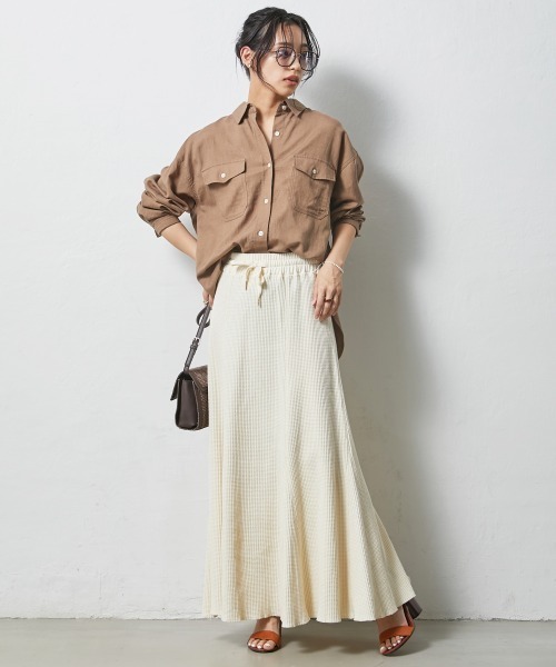 CHIC STYLE（シックスタイル）の「＜大きいサイズ＞綿100％ワッフルマーメイドスカート シックスタイル（スカート・レディース・ネイビー/スミクロ/アイボリー・L/LL/3L/4L/5L）」の5枚目の写真