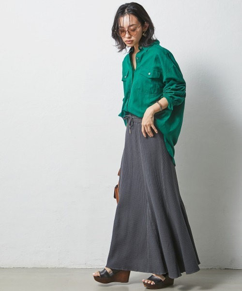 CHIC STYLE（シックスタイル）の「＜大きいサイズ＞綿100％ワッフルマーメイドスカート シックスタイル（スカート・レディース・ネイビー/スミクロ/アイボリー・L/LL/3L/4L/5L）」の16枚目の写真