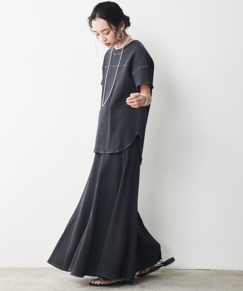 CHIC STYLE（シックスタイル）の「＜大きいサイズ＞綿100％ワッフルマーメイドスカート シックスタイル（スカート・レディース・ネイビー/スミクロ/アイボリー・L/LL/3L/4L/5L）」の20枚目の写真