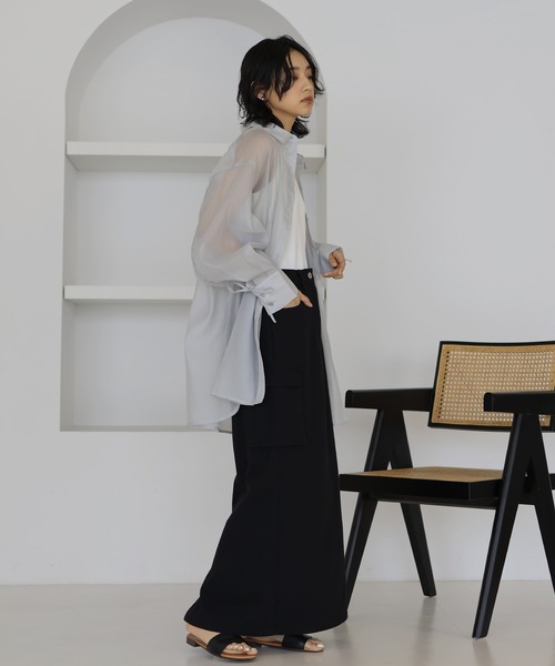 hellam（へラム）の「オーガンジー バックドロストシャツ（シャツ/ブラウス・レディース・オフホワイト/イエロー/ブラック/グレー/ネイビー・FREE）」の13枚目の写真