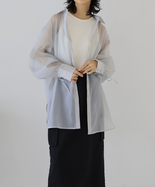 hellam（へラム）の「オーガンジー バックドロストシャツ（シャツ/ブラウス・レディース・オフホワイト/イエロー/ブラック/グレー/ネイビー・FREE）」の21枚目の写真