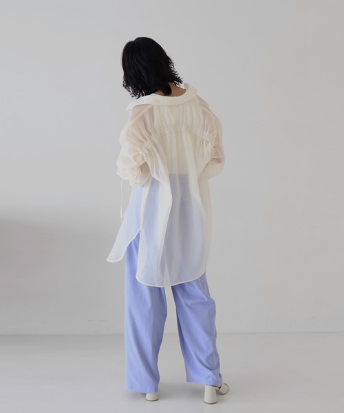 hellam（へラム）の「オーガンジー バックドロストシャツ（シャツ/ブラウス・レディース・オフホワイト/イエロー/ブラック/グレー/ネイビー・FREE）」の7枚目の写真