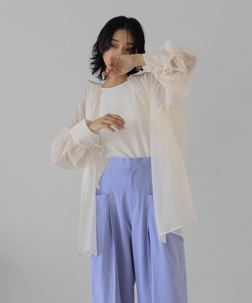 hellam（へラム）の「オーガンジー バックドロストシャツ（シャツ/ブラウス・レディース・オフホワイト/イエロー/ブラック/グレー/ネイビー・FREE）」の11枚目の写真